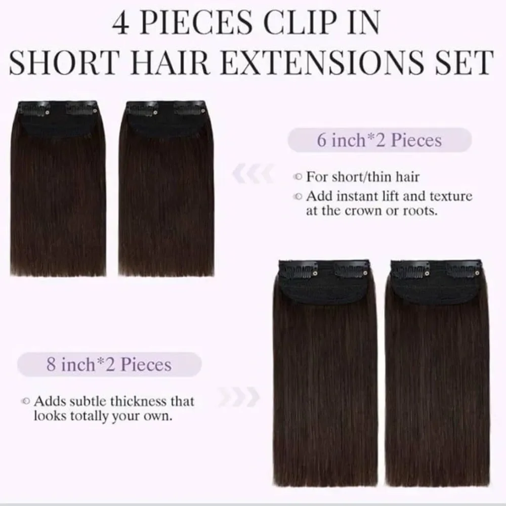 4 Piece Set of Human Hair Clip in Extensions - Brand new Never Used